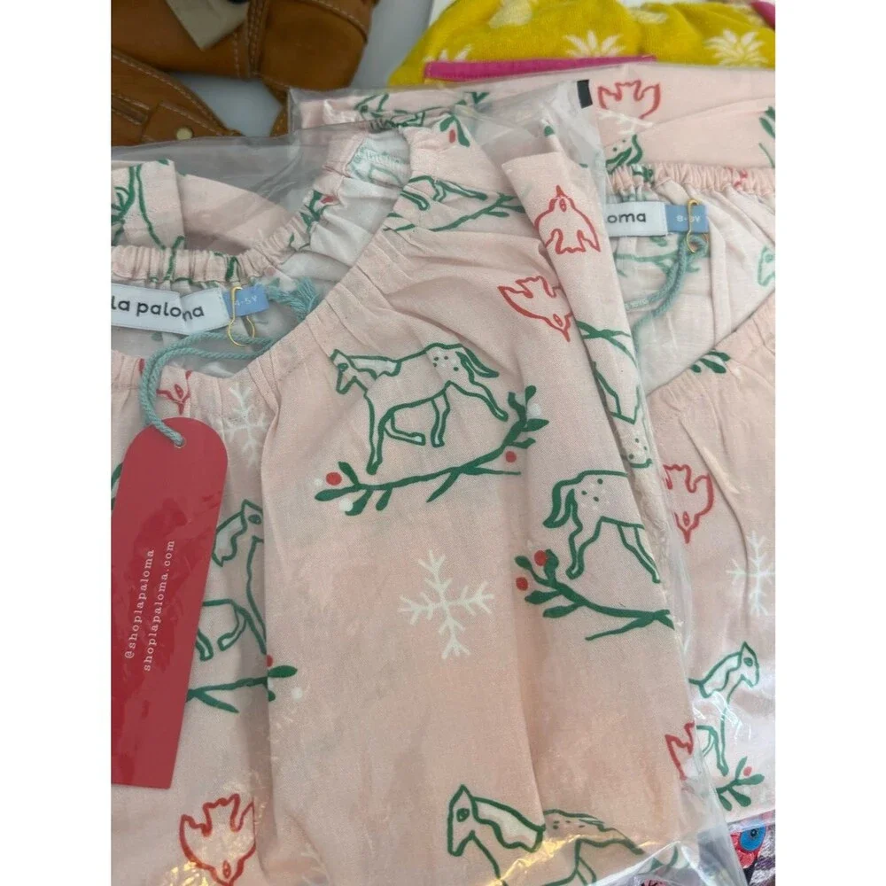 NWT La Paloma Holly Horse Cotton Nightgown | Pink | Girl’s 4-5 & 8-9